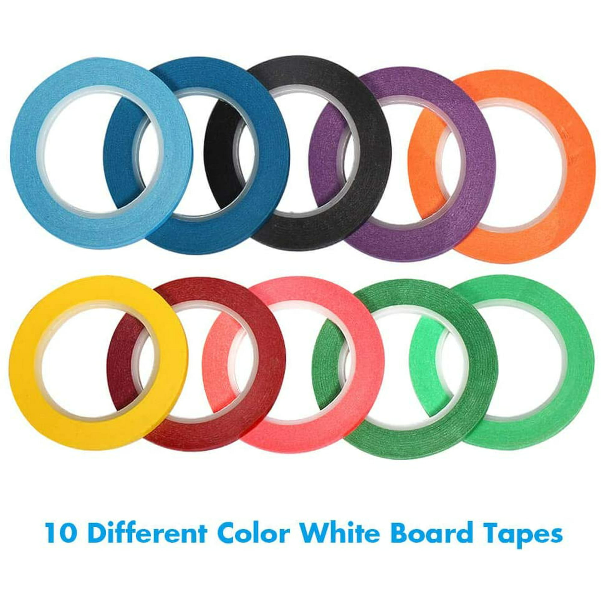 10 Rolls 1//8” Whiteboard Pinstripe Tape Thin White Board Dry Erase Line Gridding